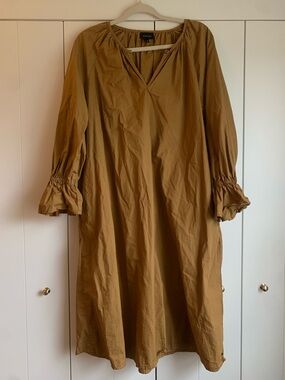 Who What Wear Mustard Brown Midi Dress large